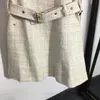 women designer clothing Short sleeve lady dresses Waist belt retraction girl skirt Size S-L Bright silk blended tweed Dress July21