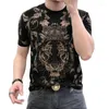 T-shirts pour hommes T-shirt à la mode Impression numérique de haute qualité Strass Bas T-Shirs Homme Chemise classique Hauts de créateurs de luxe