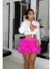 Skirts Women's Prom Party Sexy Feathers Mini Skirt Solid High Waist Short Babes Summer Nightclub Club Tassel Hip-wrapping Dress