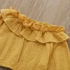 Set di abbigliamento 1-4Y Toddler Baby Girl Abbigliamento manica lunga Ruffle Top Girasole Pantaloni Fascia Abiti Autunno