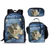Кошка и собачья серия книжная сумка пакета пакета набор для ланча сумки для ручки мешок мультфильм 230815