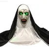 Party Masks LED Horror Nun Mask Cosplay Scary Latex Masks With Headscarf LED Light Halloween Party Pests Deluxe L230803