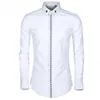 Camisas Masculinas Minglu Luxo Cinco Estrelas Bordado 3D Manga Longa Camisas Masculinas Tamanho Grande 4xl Camisa Masculina Slim Camisa Casual Homem