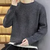 Men's Sweaters Solid Color Sweater Men Clothes Round Neck Autumn And Winter Keep Warm Thicken Long Sleeve
