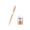 Chopsticks 10 Par Japanese Pointed Beech Wood Solid Color Cartoon Animal Simple Table Seary