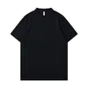 Men's T Shirts Summer Round Neck POLO Shirt Baggy Short Sleeves Casual Commuting Solid Color Tees Black Breathable Leisure Tops Clothes