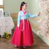 Roupas étnicas nacionais para crianças, vestido de flor Hanfu, coreano, trajes de performance de manga comprida, princesa real, vestido de dança, vestidos de cosplay retrô