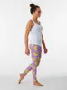 활성 바지 바나나의 무리 - 자주색 줄무늬 과일 레깅스 요가웨어 숙녀 운동 여성 스포츠웨어