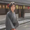 Roupas étnicas Trajes Tradicionais Japoneses Para Homens Kimono Yukata Manta Robe Masculino Moda Clássico Outfit Spa Roupão Preto Cinza Macio