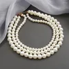 Ras du cou à la mode élégant grand blanc Imitation perle perles clavicule chaîne collier pour les femmes bijoux de mariage cadeaux en gros