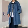 Hommes Trench Coats Mode Coréenne Bleu Hommes Long Denim Manteau Automne Lâche Casual Femmes Vintage Jeans Veste Coupe-Vent