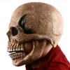Maschere per feste 2021 Maschere di teschio in lattice per adulti Mascella mobile Maschera a testa piena Scheletro di Halloween Cosplay Horror Zombie Copricapo L230803