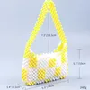 Sacs de soirée mode tendance perlé aisselles sac jaune blanc Plaid acrylique main sac à main dames été plage fête