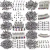 Labret Lip Piercing Jewelry 100PcsLot 10Styles 316L Stainless Steel Crystal Tongue Belly Eyebrow Nose Barbell Rings Body 230802