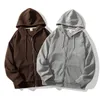 Heren Hoodies Sweatshirts Extfine 5XL Mannen Vrouwen Effen Kleur Rits Herfst Wafel Man Hooded Jassen Mannelijke Toevallige Baggy Top 230802