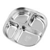 Bowls Compartment Plate Eating Stainless Steel Kitchen Tableware Divided Serving Tray