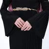 Ubranie etniczne muzułmańska sukienka moda Ramadan plisowany islamski trumpet rękaw długi Abaya Dubai Turkey Belt Donsignet