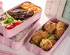 Lunchlåda 3 rutnät vete halm bento transparent lock mat behållare för arbete rese bärbara student lunchlådor containrar hav frakt