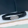 Luxury Brand Crystal Ice Diamond Buckle Belt 2023 Autumn Black äkta läder midjebältesbredd Running Designer Tillbehör smycken Kvinnor Kohude midjeband