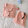 Pigiama da donna in cotone da donna Pigiama da donna Comfort Pigiama primaverile a maniche lunghe Colletto rovesciato Abbigliamento da casa da donna