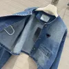 Denimjacka kvinnor kappa designer triangeljackor knapp bokstäver höststil smal för lady outfit kvinna jeans överized classcia380