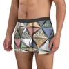 Unterhose Boxer Marmor Wand Dekor Shorts Höschen Slips Männer Unterwäsche Blau 3D Geometrische Kunst Weich Für Männer S-XXL