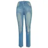 Jeans da donna Vintago Vestiti in denim con cerniera Pantaloni a matita lavati sciatti a vita alta Cotone strappato per le donne Stile casual