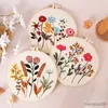 Kinesiska stilprodukter Flower Easy DIY -broderier för nybörjare Tryckt mönster Cross Stitch Needwork Hoop Handgjorda Sykonsthantverk