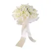 Fleurs décoratives mariée mariage jeter Bouquet avec des Bouquets de ruban de soie pour la cérémonie de la mariée Po Prop décor