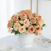 Decorative Flowers 5 Heads Artificial For Home Bedroom Bonsai Christmas Party Decoration Wedding Bridal Rose Bouquet Accessories Needlework