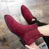 Laarzen Chelsea laarzen heren 38~48 suède leer klassiek rood en zwart designer business casual Britse stijl heren glijdende laarzen mode enkellaarzen Z230803