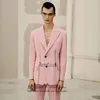 Abiti da uomo Fashion Pink Men Slim Smoking da sposo 2 pezzi Business Blazer da uomo Masculino Jacket Pant Set Trajes Elegante Para Hombres