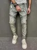 Jeans masculinos slim fit calças jeans azuis masculinas hip hop calças masculinas roupas elásticas cintura alta moda jeans