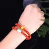 Strand Authentic South Red Stone Liangshan Natural Bracelets Green Bead For Women Birthday Present Crystal Jewelry