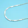 Łańcuchy biały naszyjnik dla kobiet w platformie złota łańcucha ze stali nierdzewnej sparowany długą koralikowatą sznur choker boho letni prezent modowy