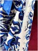 2023 Summer White Floral Print Waist Belted Dress Short Sleeve Round Neck Long Maxi Casual Dresses A3Q122153