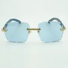 New fashion frames sunglasses 0286O with new hardware natural blue wooden high-end sunglasses engraving lenses,