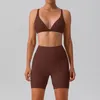 Active Set Women Stretchy Soft Compression V Cut Scrunch Yoga Shorts and Bh Set Summer Sexy Outdoor Running Mountain Sports Suit