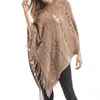 Women's Cape 2023 Womens V-Neck Solid Tassels Cloak Plus Size Sweater Easy Blouse Tops Long Sleeve Hoodies Wholesale And Drop