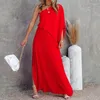 Casual Dresses 2023 Summer Women's Satin Lantern Sleeve One Shoulder Bodycon Women Clothes Elegant Rose Club Party Office Midi Dress