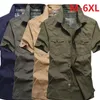 Chemises décontractées pour hommes M-6XL grande taille été à manches courtes Cargo militaire respirant Cool coton Camisa Social Masculina