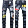 Męskie dżinsy Hip Street Pants Trend Trend Zakres Zakres Rozciągnięty czarny moda Slim Fit Motocycle Motocycle Denimowe spodnie spodnie CXG08031