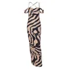 Casual Dresses 2023 Off Axla Zebra Print Maxi Dress Criss Cross Backless Long Beach Women Summer Elegant Party Skinny