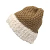 Berets Gestrickte Winter Hüte Für Frau Mützen Nähte Farbe Hut Weibliche Beanie Caps Wärmer Motorhaube Damen Casual Cap