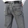 Hommes Jeans Vêtements Élastique Mince Classique Mode Affaires Décontracté Droite Régulier Denim Pantalon Gris Pantalon Mâle