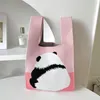 Marsupi Cartoon Cute Panda Flower Borsa a tracolla lavorata a maglia Borsa da polso portatile versatile per le donne