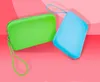 10pcs Cosmetic Bags Women Silicone Plain Large Capacity Square Phone Wash Storage Bag Mix Color