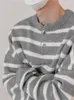 Men's Sweaters Men Autumn Ins Trendy Loose Stripe Tops Chic Round Neck Classic Black White Collar Jumper Streetwear Clothing