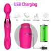 Vibromasseurs USB Charg10 vitesses puissantes pour les femmes Magic Dual Motors Wand Body Massager Female Sex Toys GSpot Adult 230802