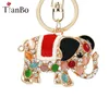 Keychains Crystal 3D Mascot Elephants Women Gift Charm Metal Jewelry Car Key Chain Ring Holder Chaveiro Keyring Llavero